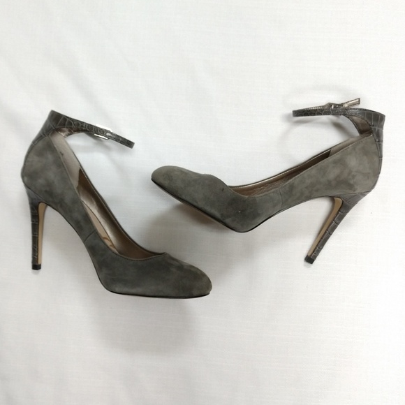 Sam Edelman Shoes - Sam Edelman gray suede ankle strap heels